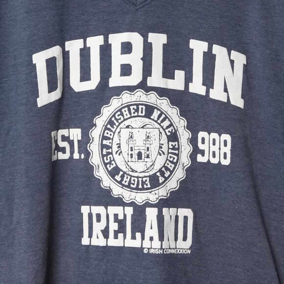 Dublin Ireland Est. 988 T-Shirt V-Neck Tee Irish Connection Blue St. Paddy's Day - Picture 2 of 6